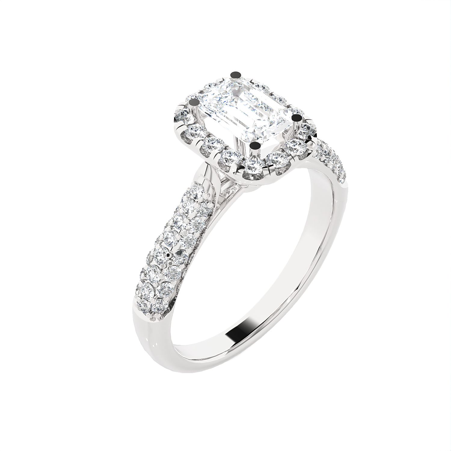 2 1/2 ctw Emerald-Cut Lab Grown Diamond Halo Engagement Ring