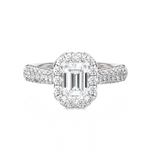 2 1/2 ctw Emerald-Cut Lab Grown Diamond Halo Engagement Ring