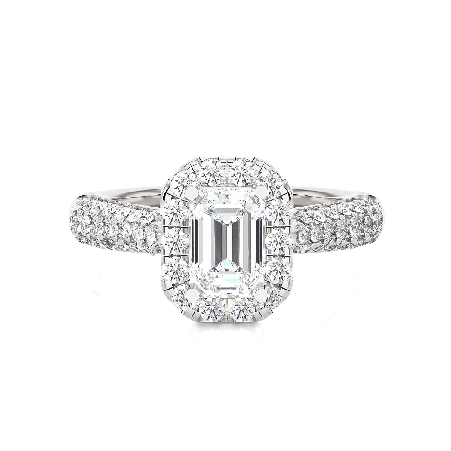 2 1/2 ctw Emerald-Cut Lab Grown Diamond Halo Engagement Ring
