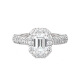 2 1/2 ctw Emerald-Cut Lab Grown Diamond Halo Engagement Ring
