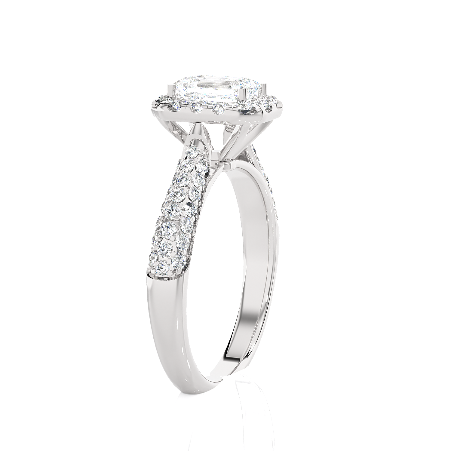 2 1/2 ctw Emerald-Cut Lab Grown Diamond Halo Engagement Ring