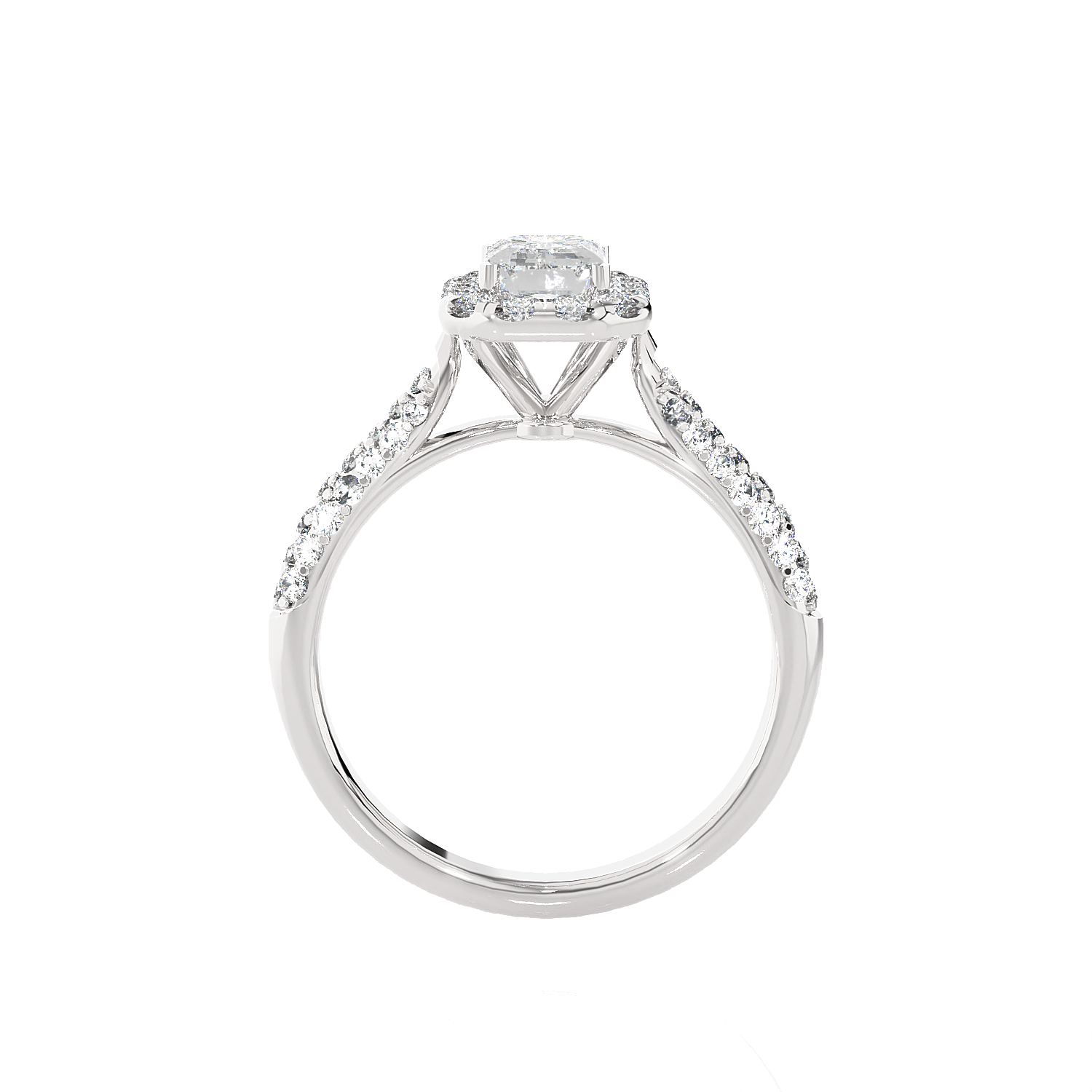 2 1/2 ctw Emerald-Cut Lab Grown Diamond Halo Engagement Ring