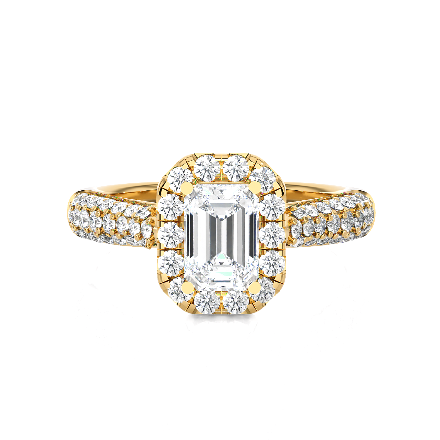 2 1/2 ctw Emerald-Cut Lab Grown Diamond Halo Engagement Ring