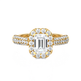 2 1/2 ctw Emerald-Cut Lab Grown Diamond Halo Engagement Ring