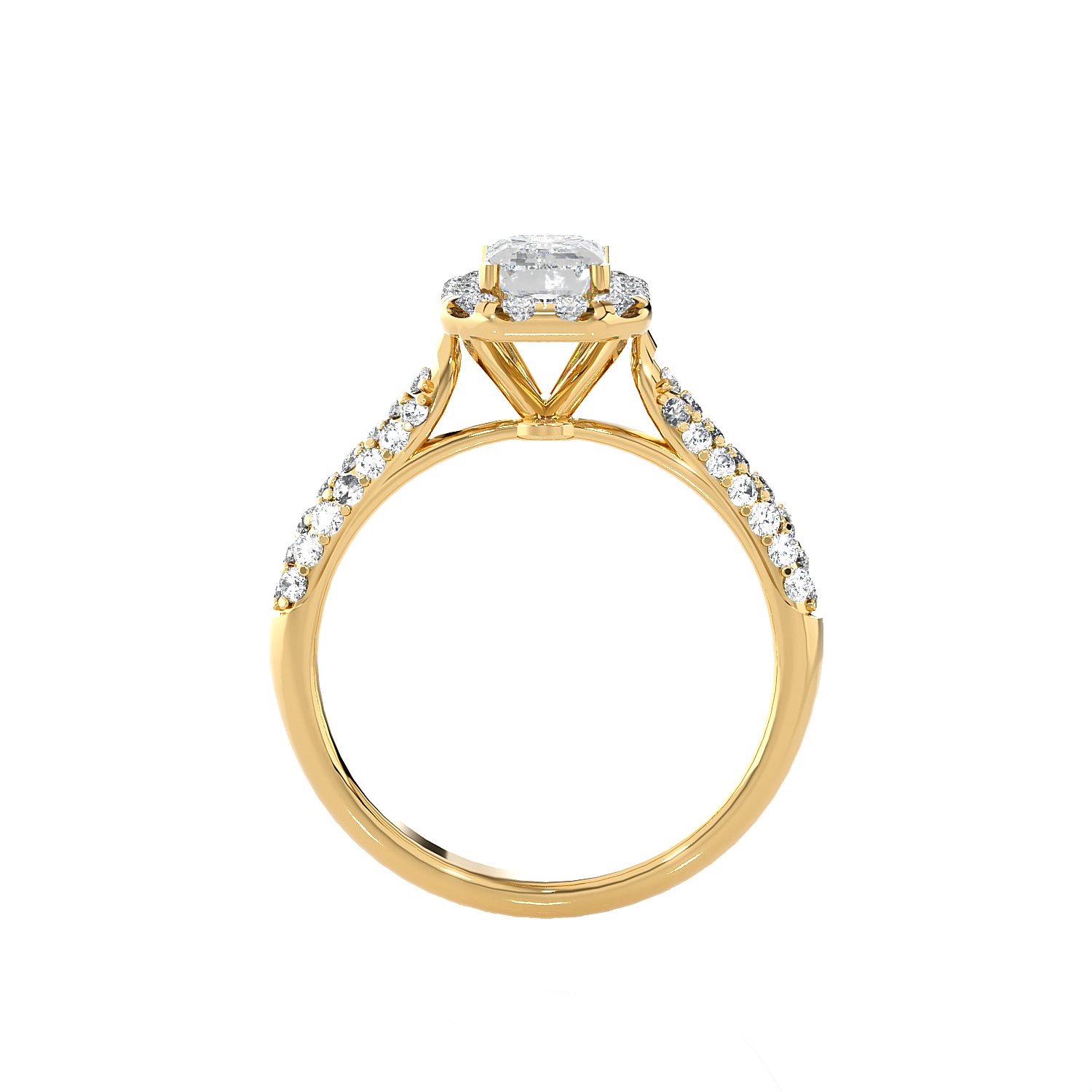 2 1/2 ctw Emerald-Cut Lab Grown Diamond Halo Engagement Ring