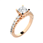 Princess-Cut Lab Grown Diamond Side Stone Engagement Ring