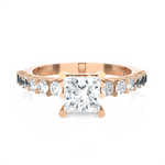 Princess-Cut Lab Grown Diamond Side Stone Engagement Ring