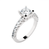 Princess-Cut Lab Grown Diamond Side Stone Engagement Ring