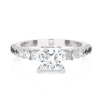 Princess-Cut Lab Grown Diamond Side Stone Engagement Ring