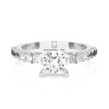 Princess-Cut Lab Grown Diamond Side Stone Engagement Ring