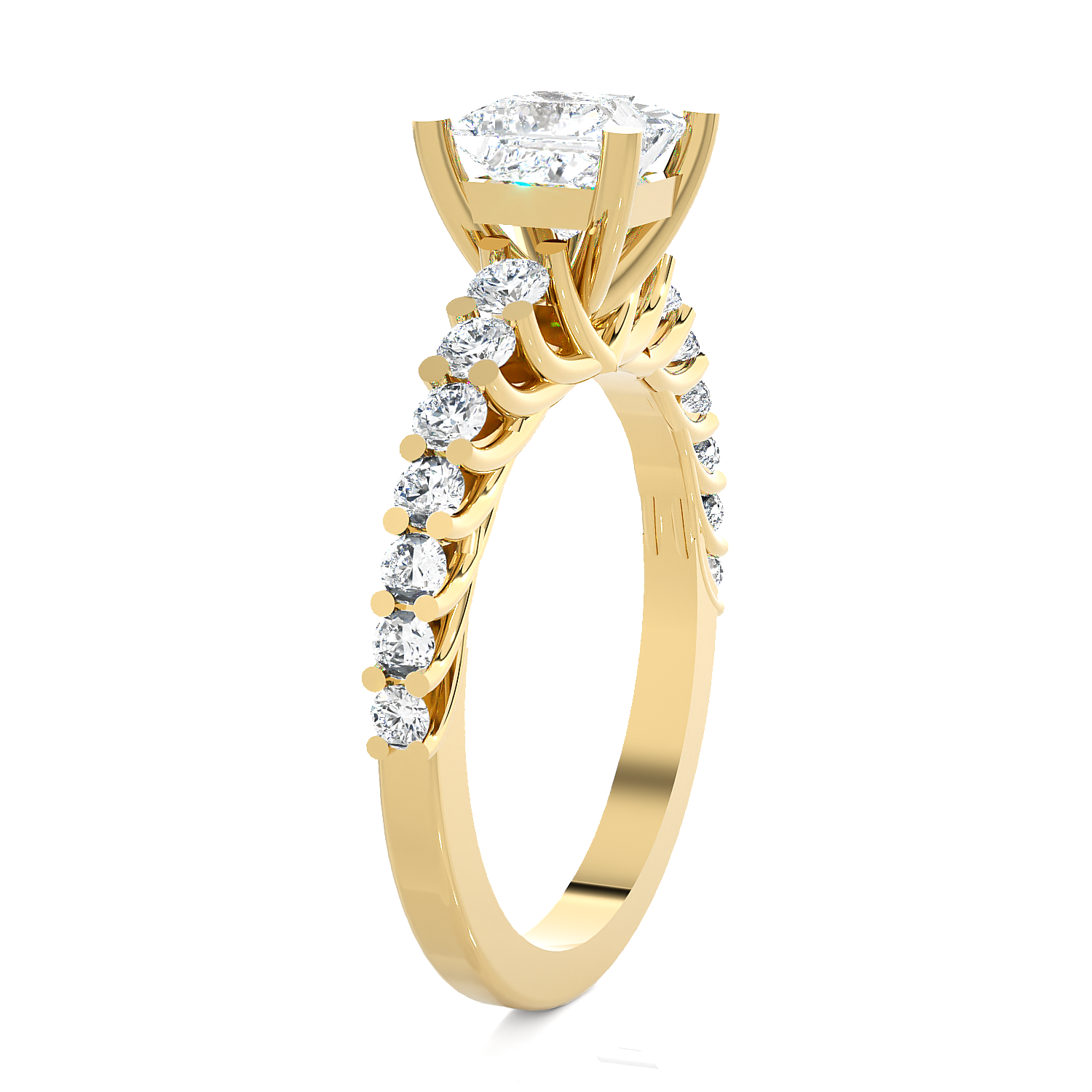 Princess-Cut Lab Grown Diamond Side Stone Engagement Ring