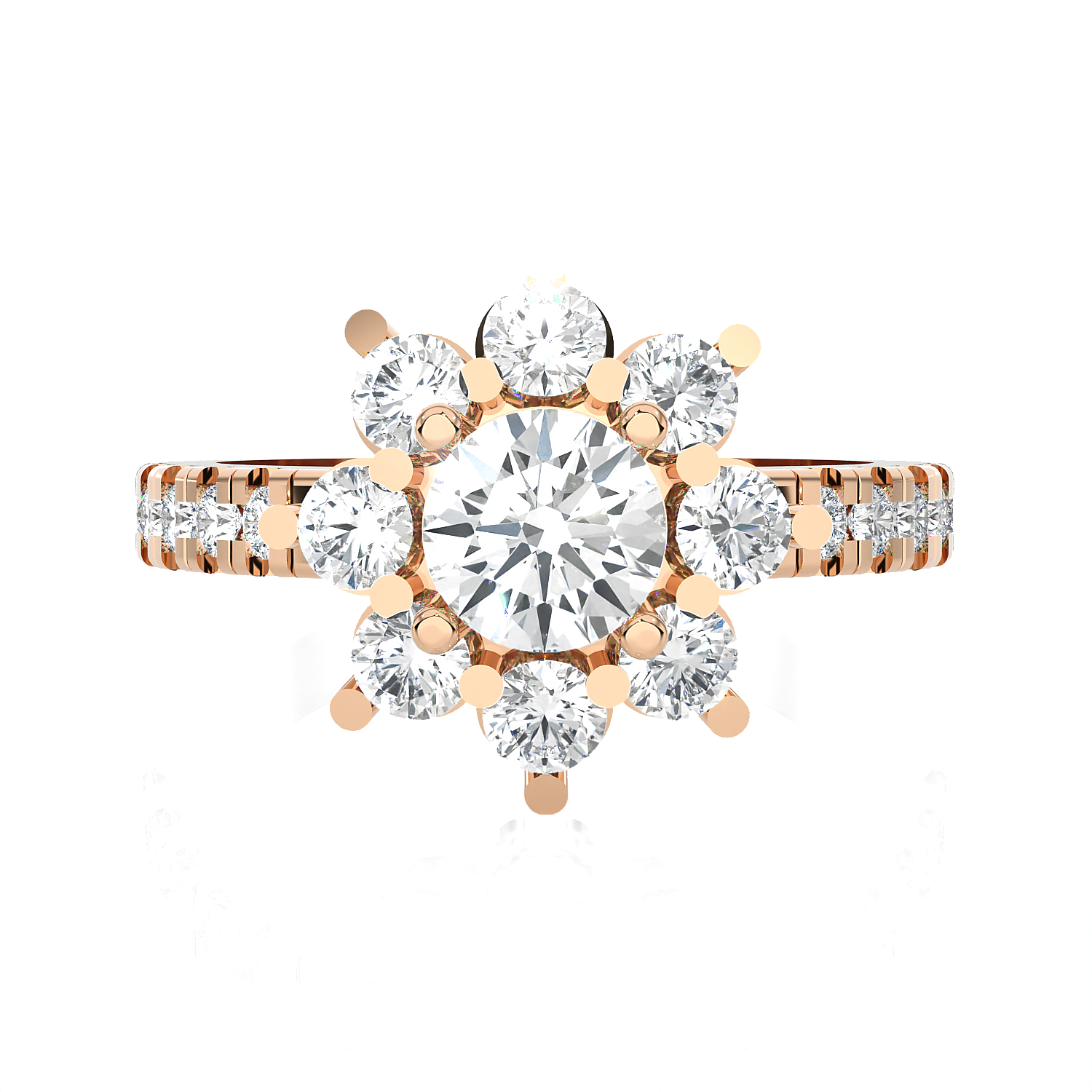 1 3/4 ctw Round Lab Grown Diamond Side Stone Engagement Ring