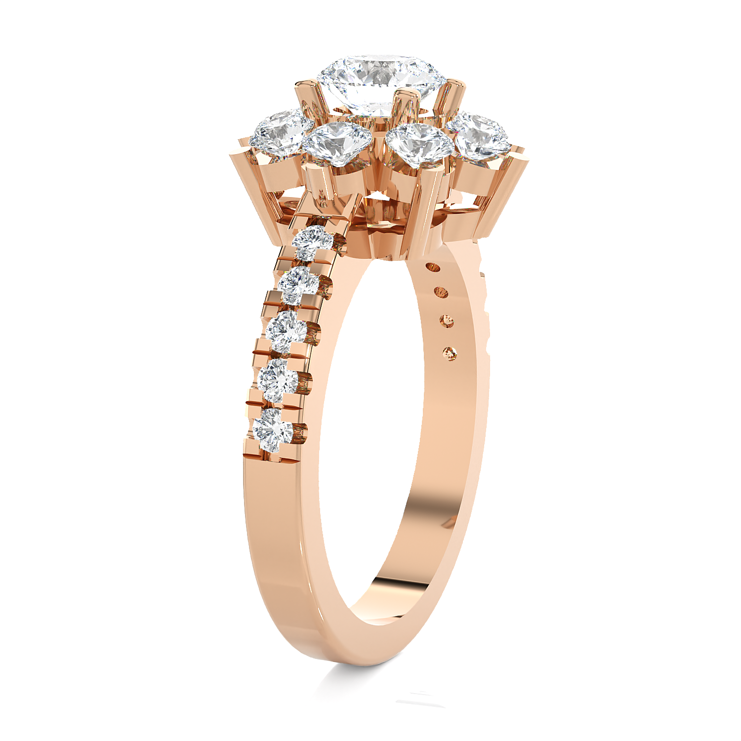 1 3/4 ctw Round Lab Grown Diamond Side Stone Engagement Ring