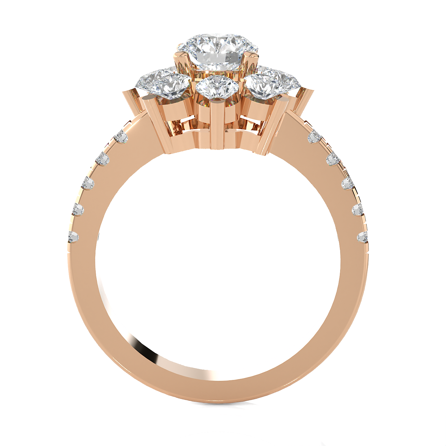 1 3/4 ctw Round Lab Grown Diamond Side Stone Engagement Ring