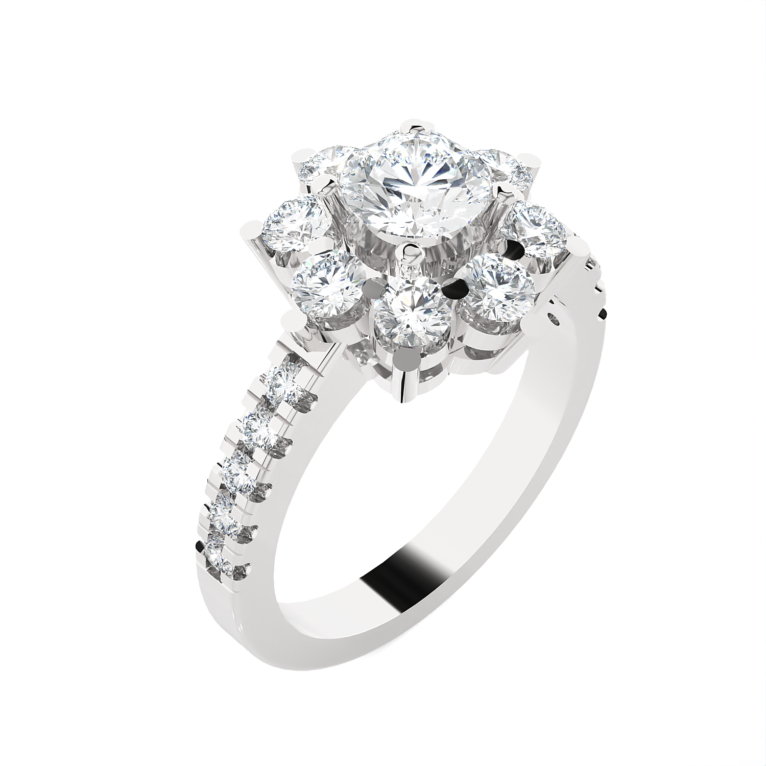1 3/4 ctw Round Lab Grown Diamond Side Stone Engagement Ring
