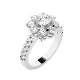 1 3/4 ctw Round Lab Grown Diamond Side Stone Engagement Ring