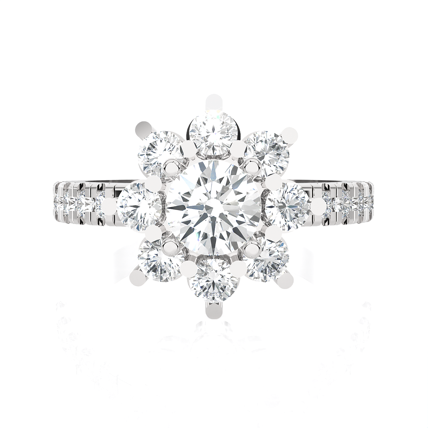 1 3/4 ctw Round Lab Grown Diamond Side Stone Engagement Ring