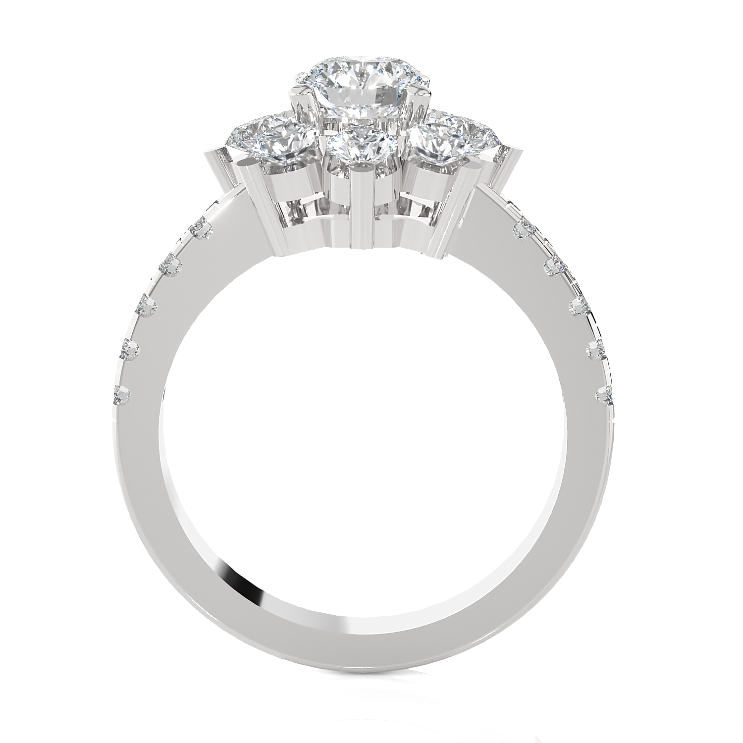 1 3/4 ctw Round Lab Grown Diamond Side Stone Engagement Ring