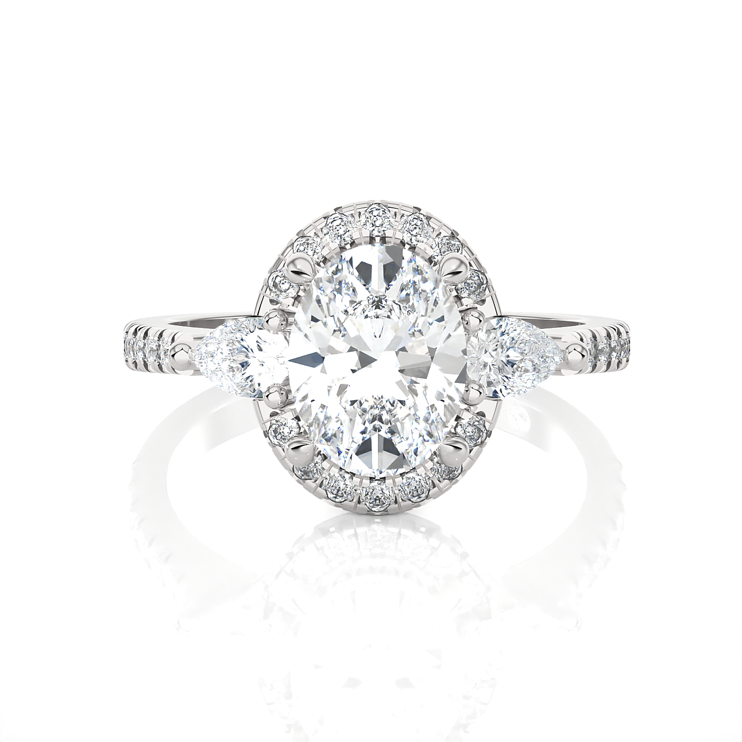 2 1/5 ctw Oval Lab Grown Diamond Halo Engagement Ring
