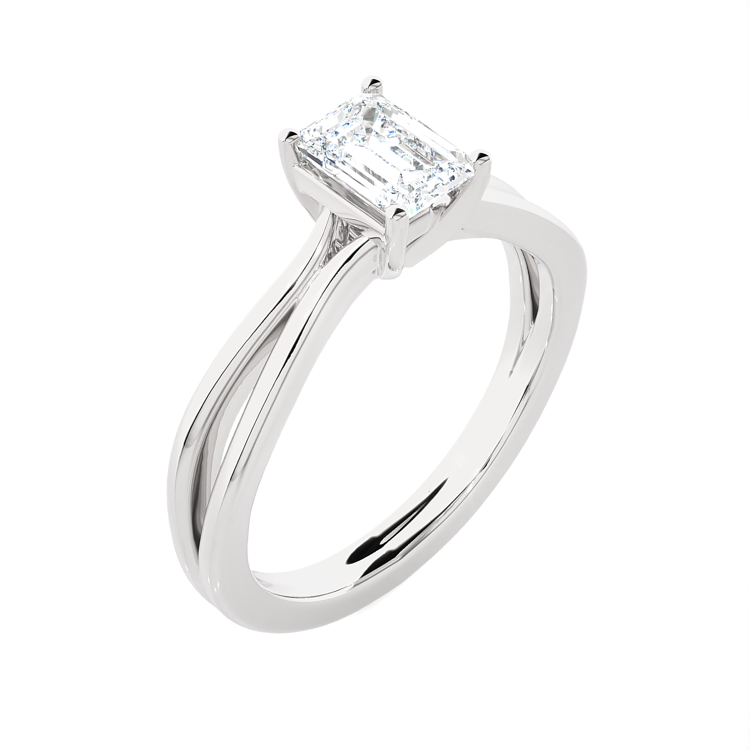 3/4 ctw Emerald-Cut Lab Grown Diamond Solitaire Engagement Ring