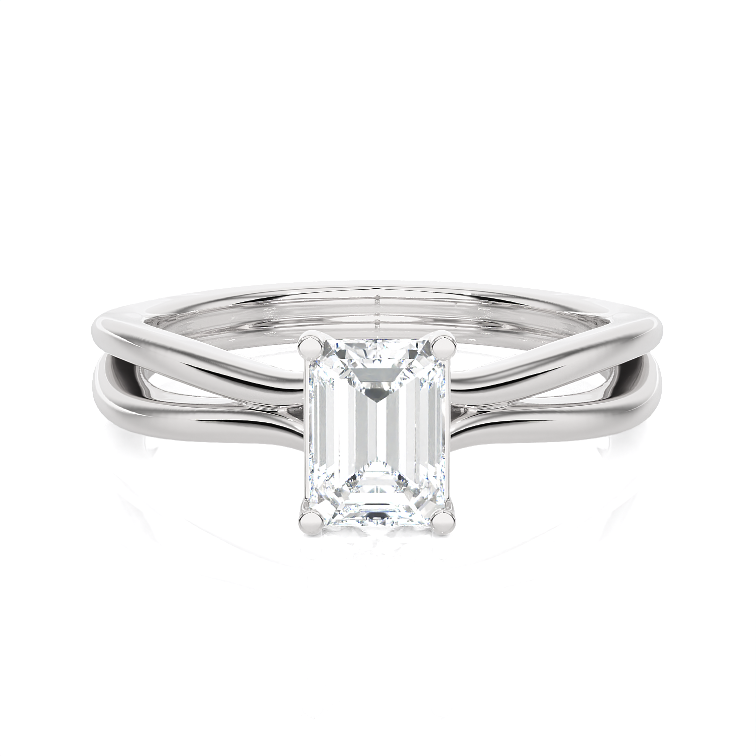 3/4 ctw Emerald-Cut Lab Grown Diamond Solitaire Engagement Ring