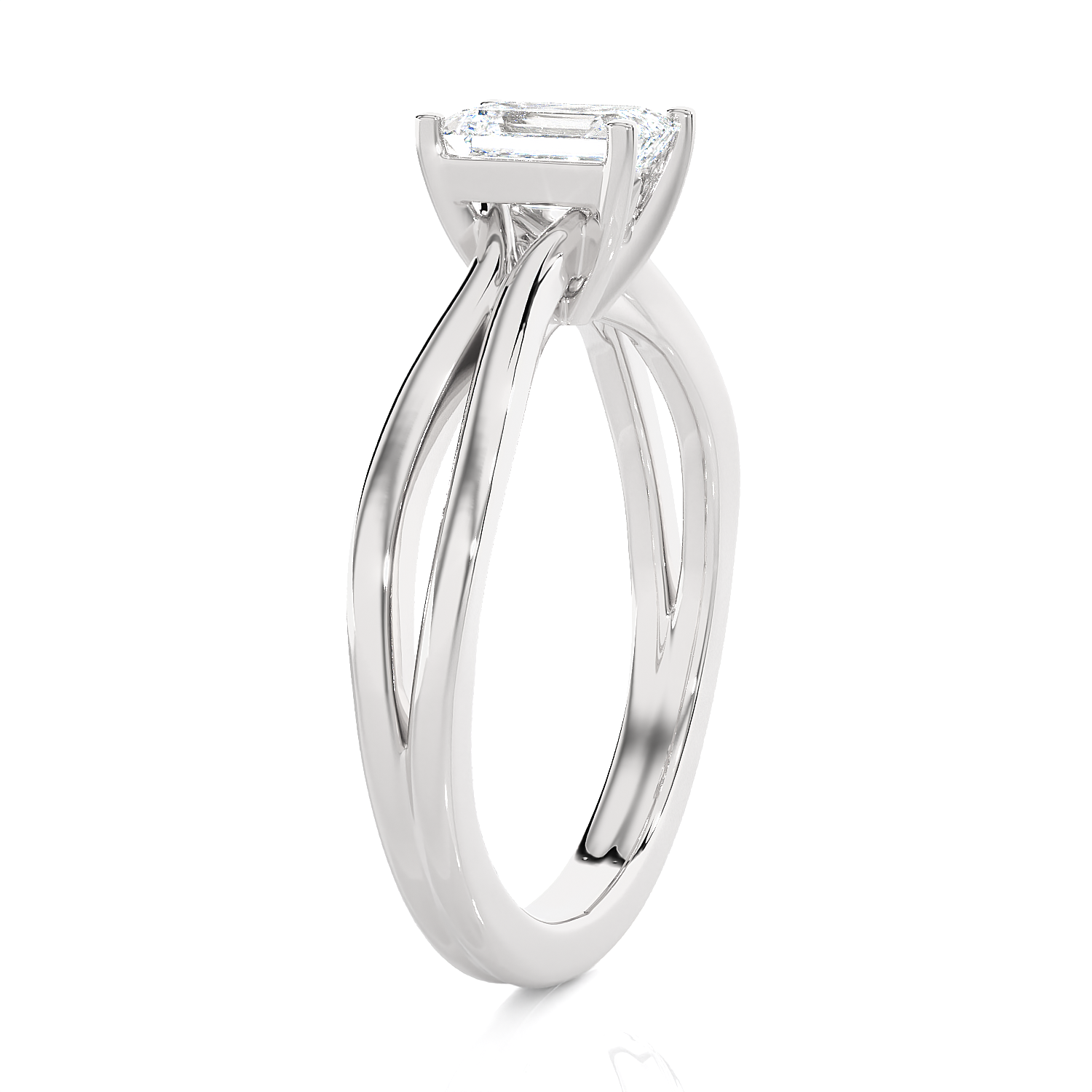 3/4 ctw Emerald-Cut Lab Grown Diamond Solitaire Engagement Ring
