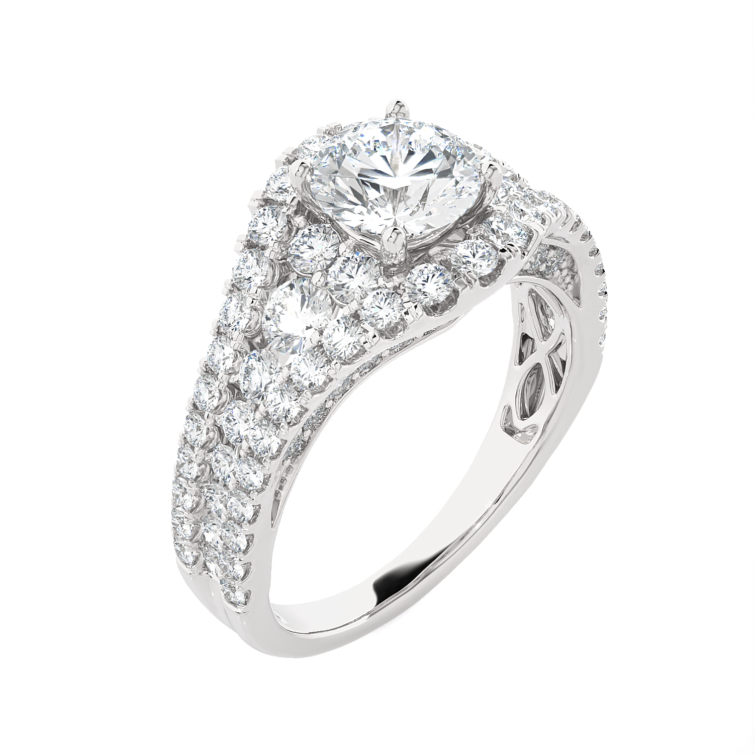 Emerald-Cut Lab Grown Diamond Side Stone Engagement Ring