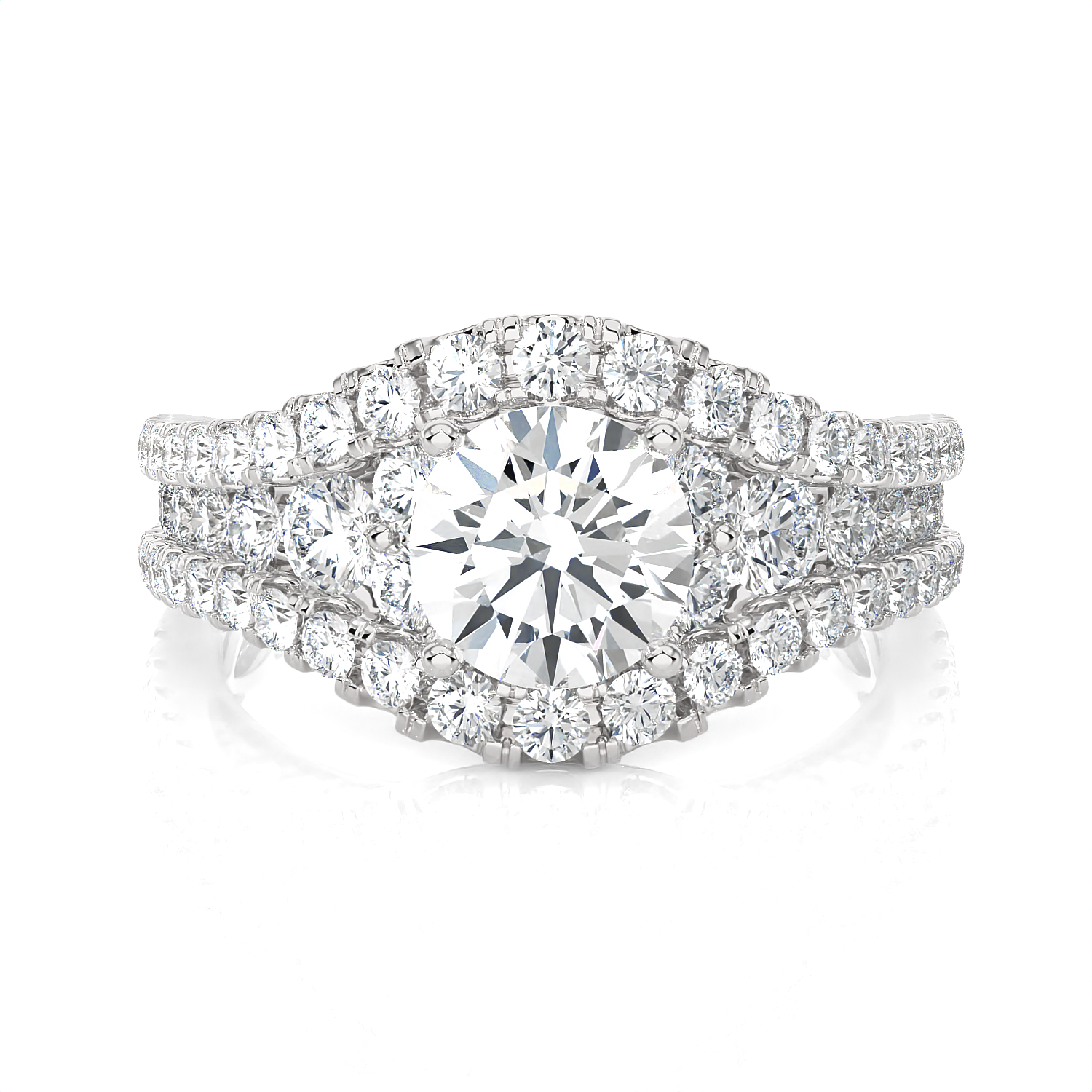 Emerald-Cut Lab Grown Diamond Side Stone Engagement Ring