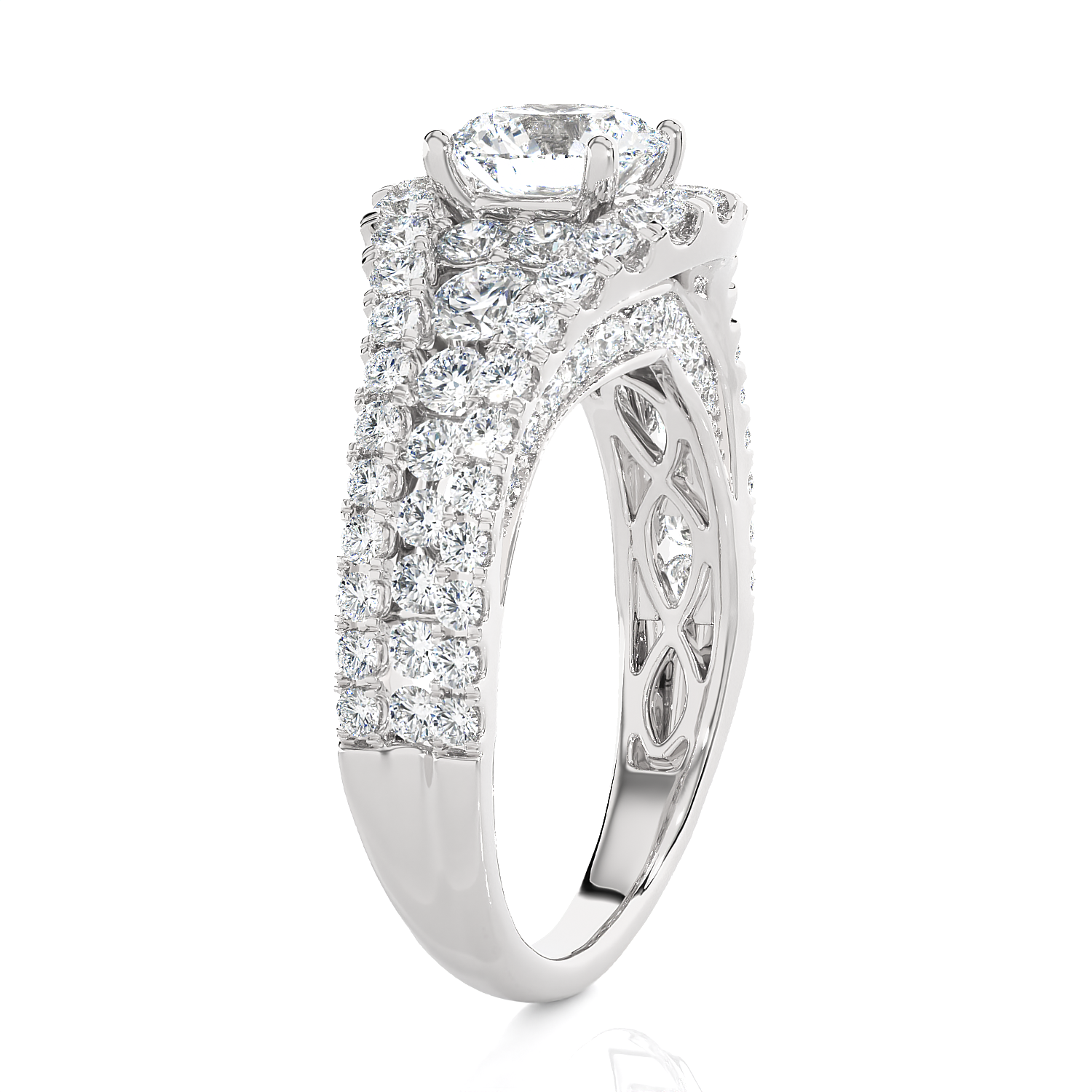 Emerald-Cut Lab Grown Diamond Side Stone Engagement Ring