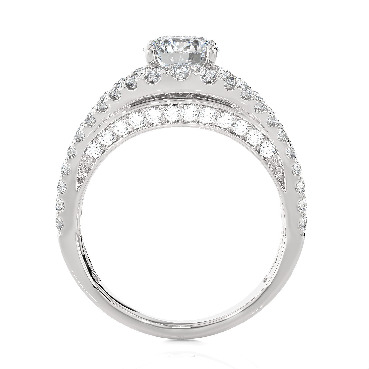 Emerald-Cut Lab Grown Diamond Side Stone Engagement Ring