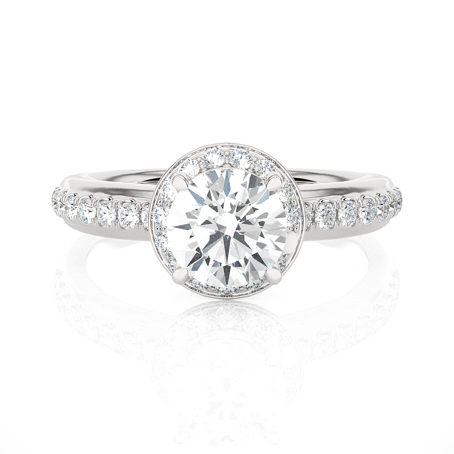 1 3/4 ctw Round Lab Grown Diamond Side Stone Engagement Ring