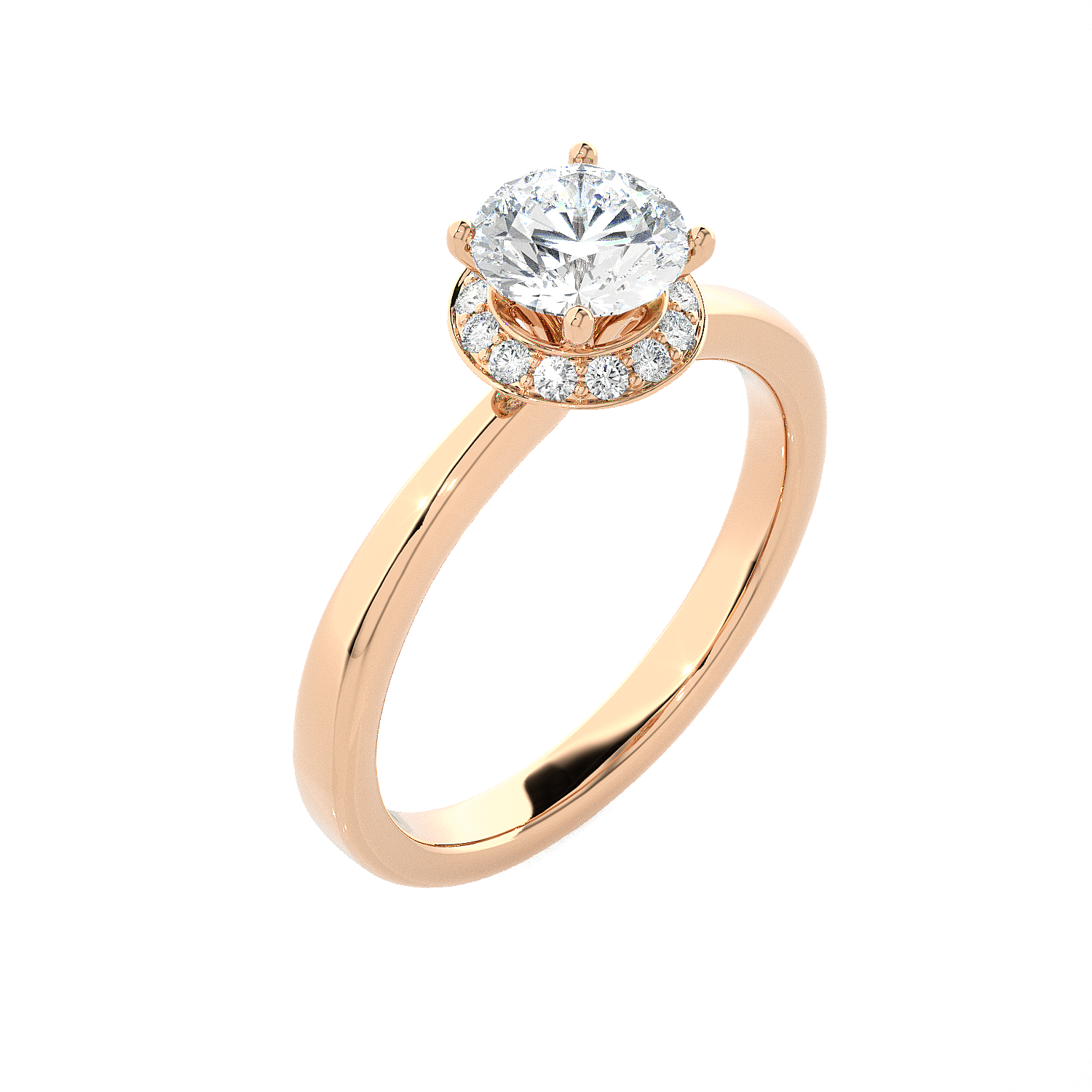 1 1/5 ctw Round Lab Grown Diamond Halo Engagement Ring