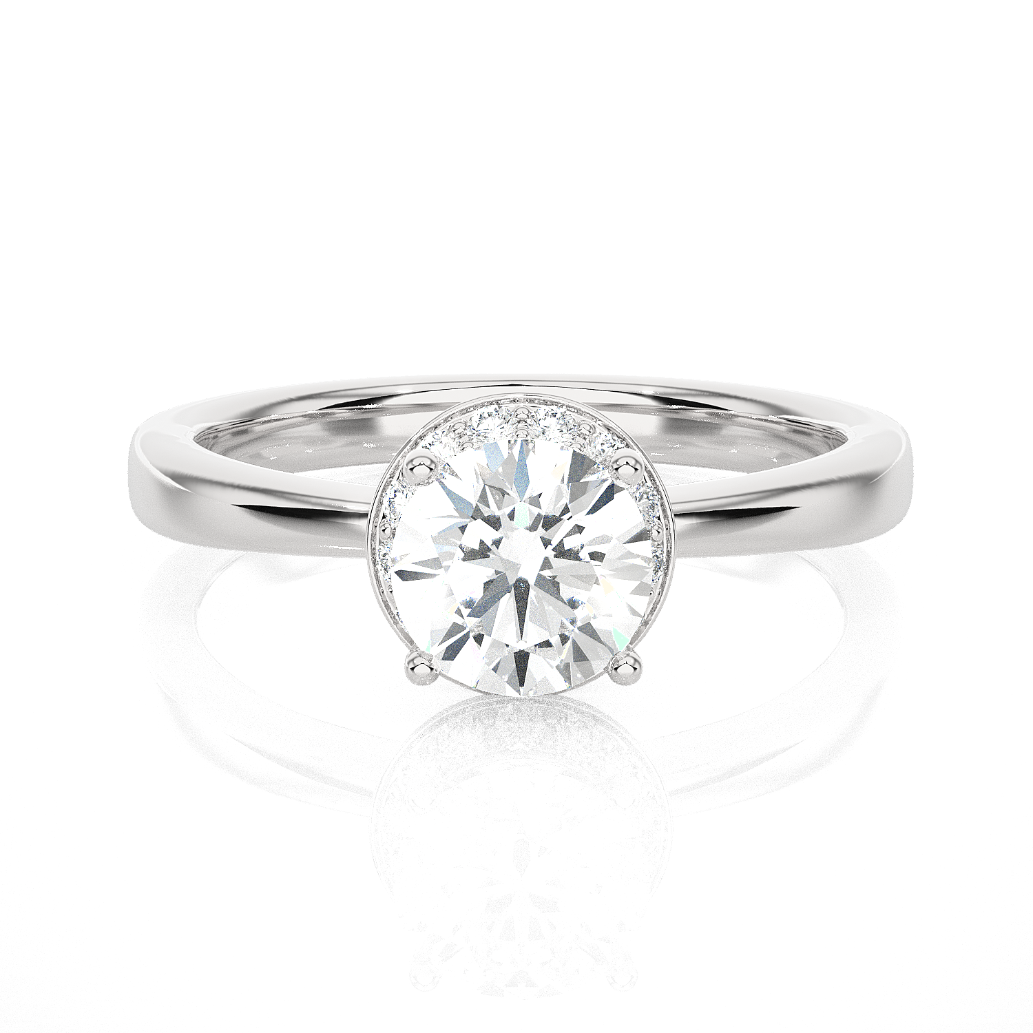 1 1/5 ctw Round Lab Grown Diamond Halo Engagement Ring