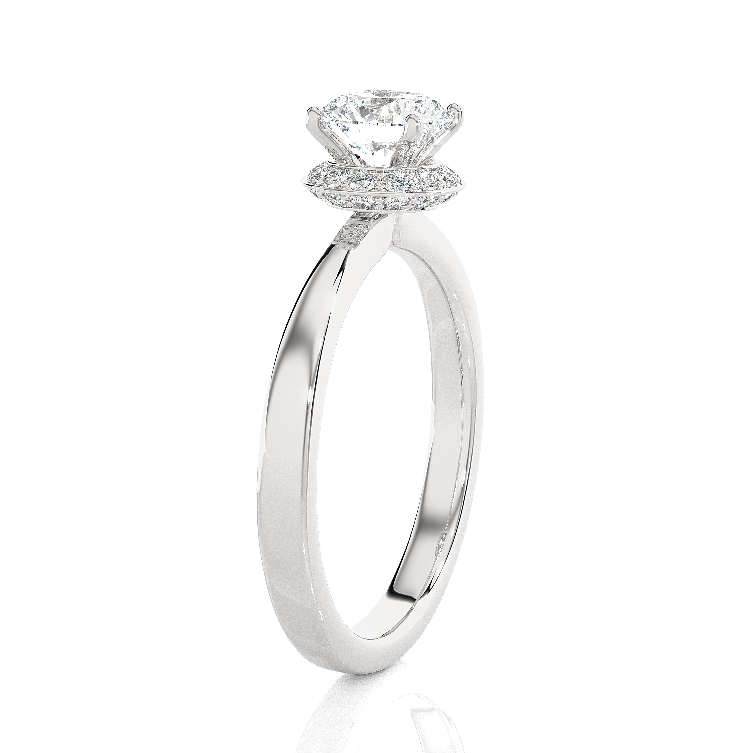1 1/5 ctw Round Lab Grown Diamond Halo Engagement Ring