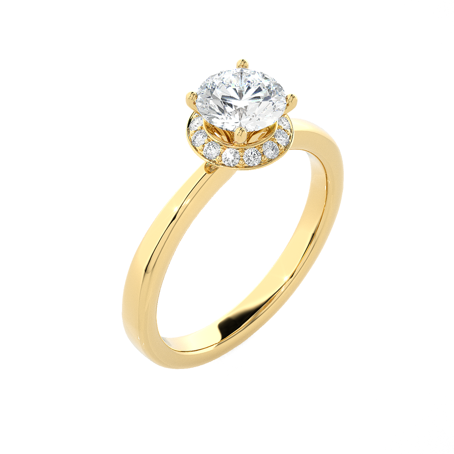 1 1/5 ctw Round Lab Grown Diamond Halo Engagement Ring
