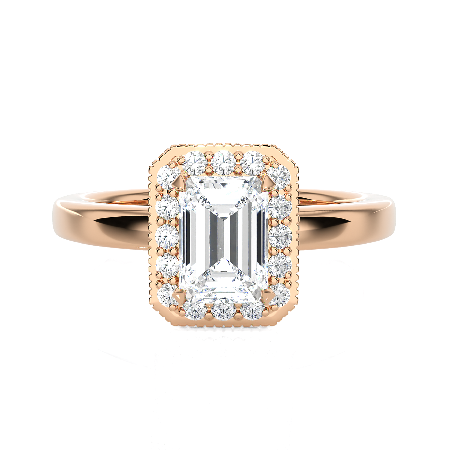 Emerald-Cut Lab Grown Diamond Halo Engagement Ring