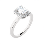Emerald-Cut Lab Grown Diamond Halo Engagement Ring