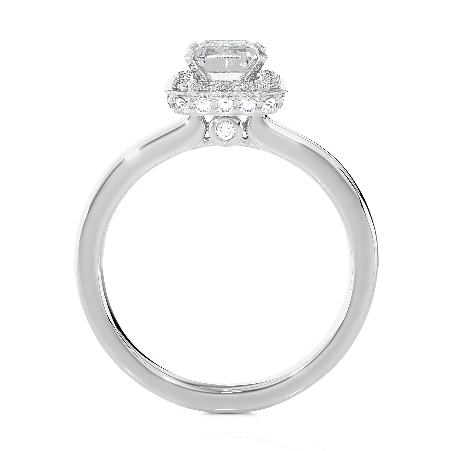 Emerald-Cut Lab Grown Diamond Halo Engagement Ring