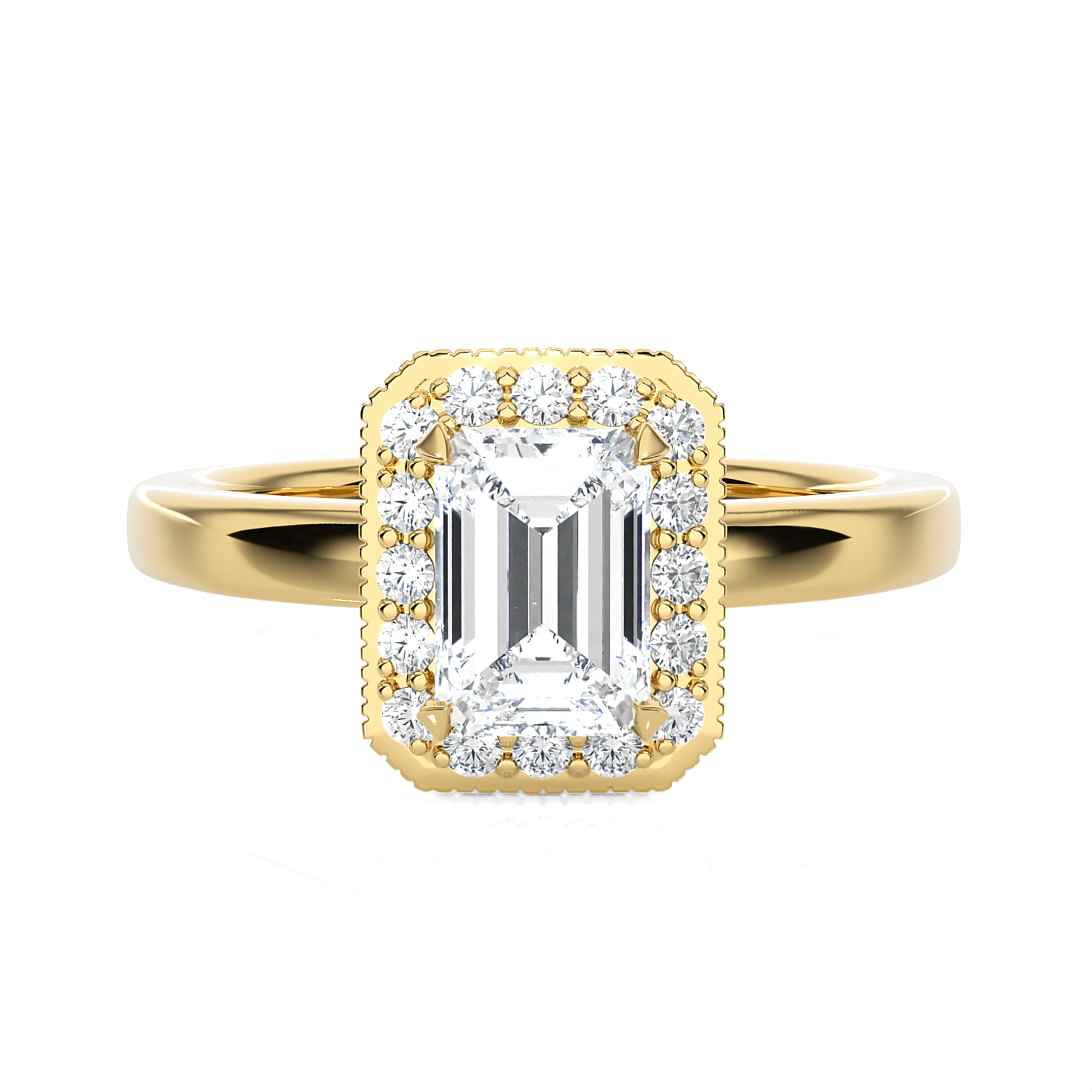 Emerald-Cut Lab Grown Diamond Halo Engagement Ring