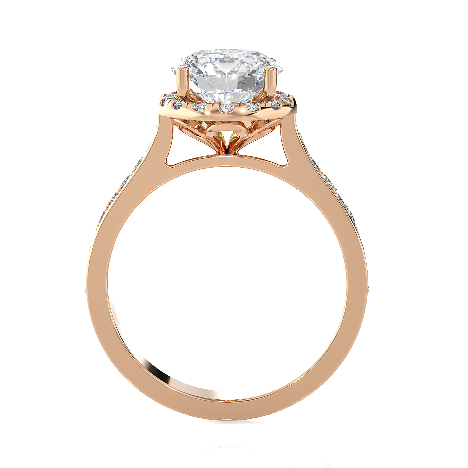 1 7/8 ctw Round Lab Grown Diamond Side Stone Engagement Ring