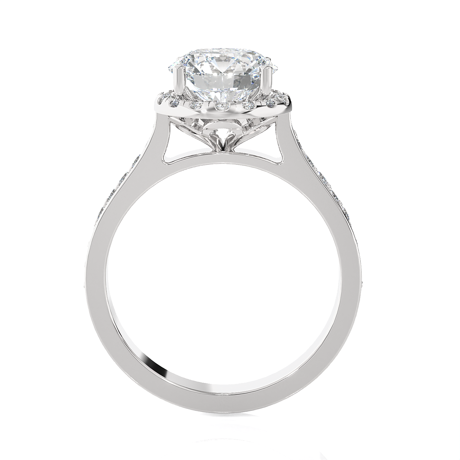 1 7/8 ctw Round Lab Grown Diamond Side Stone Engagement Ring