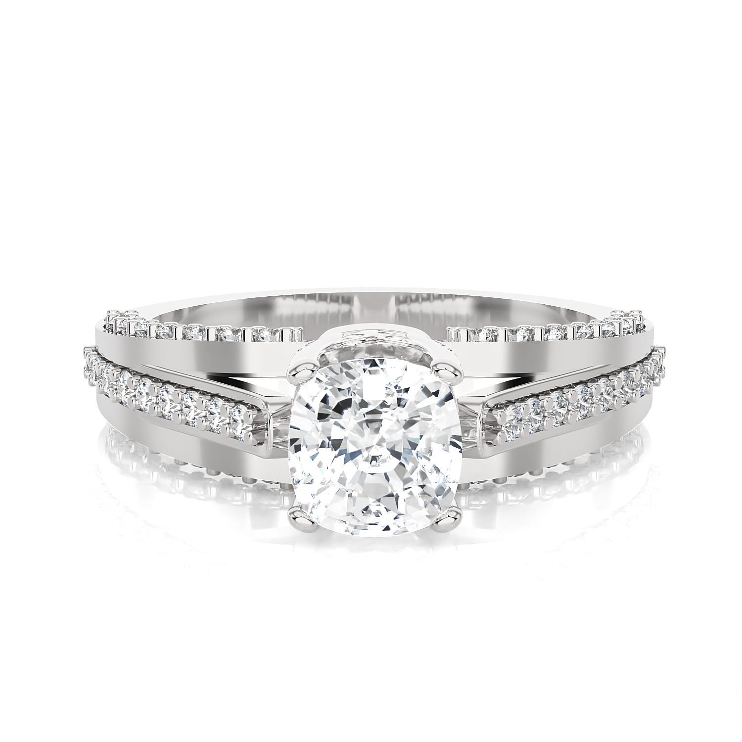 1 3/4 ctw Round Lab Grown Diamond Side Stone Engagement Ring