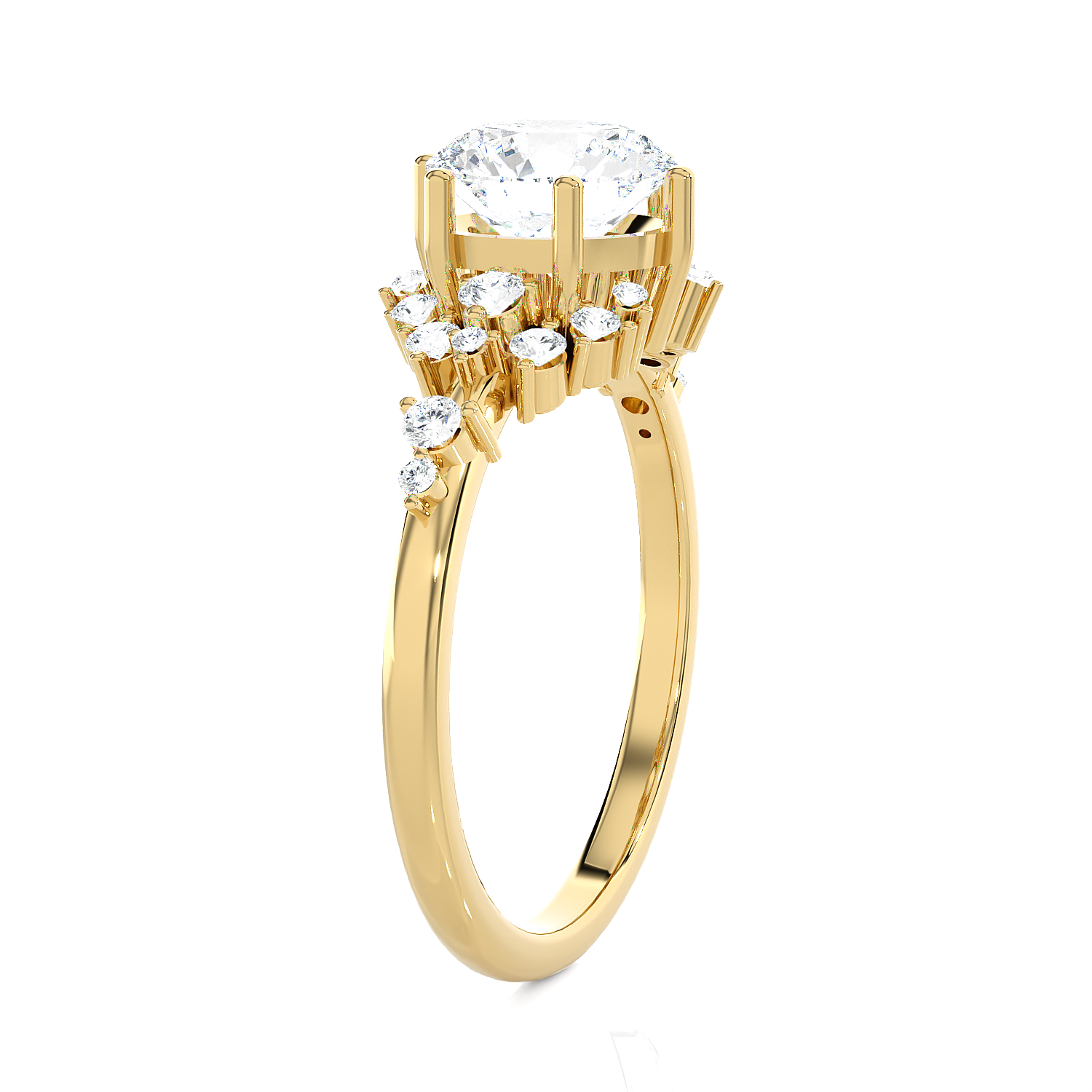 1 3/4 ctw Round Lab Grown Diamond Side Stone Engagement Ring
