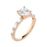 Round Lab Grown Diamond Side Stone Engagement Ring