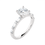 Round Lab Grown Diamond Side Stone Engagement Ring