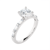 Round Lab Grown Diamond Side Stone Engagement Ring