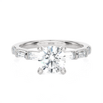 Round Lab Grown Diamond Side Stone Engagement Ring