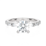 Round Lab Grown Diamond Side Stone Engagement Ring