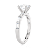 Round Lab Grown Diamond Side Stone Engagement Ring
