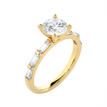 Round Lab Grown Diamond Side Stone Engagement Ring